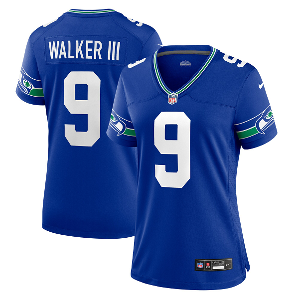 Women's Seattle Seahawks #9 Kenneth Walker III Nike Royal Throwback Player Limited Jersey