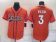 Men's Denver Broncos #3 Russell Wilson Orange Stitched Baseball Cool Base Jersey