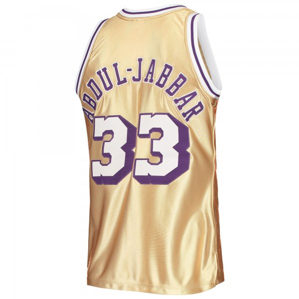 Men's Los Angeles Lakers Kareem Abdul-Jabbar Gold Mitchell & Ness 75th Anniversary 1983/84 Hardwood Classics Swingman Jersey