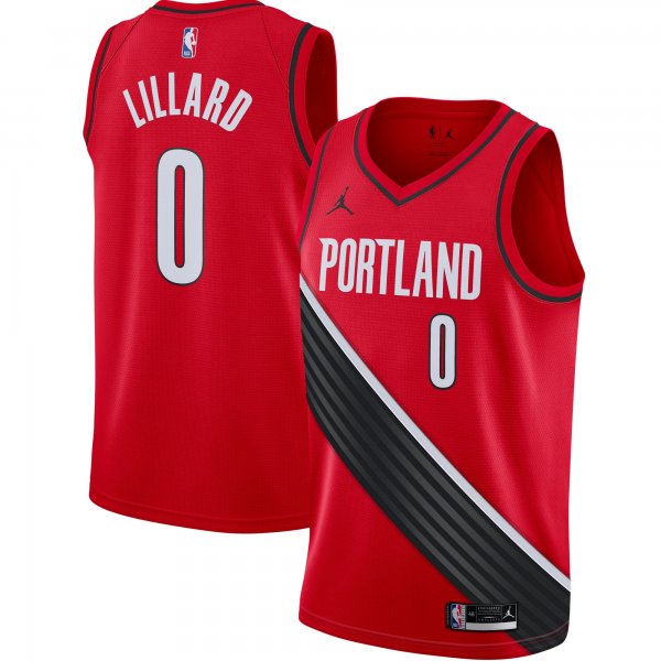 Men's Portland Trail Blazers Damian Lillard Jordan Brand Red 2020/21 Swingman Jersey - Statement Edition