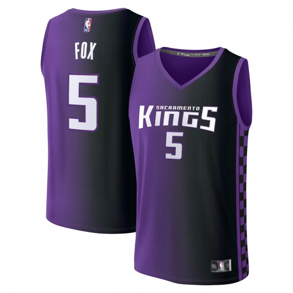 Men's Sacramento Kings #5 Aaron Fox Purple 2023/24 Fast Break Replica Statement Edition Jersey