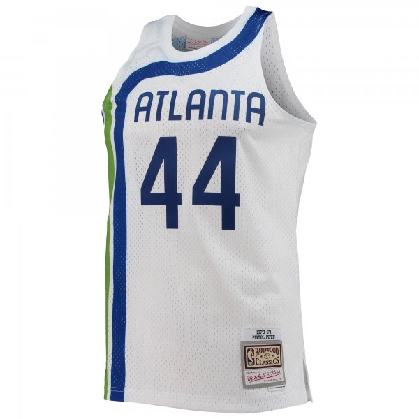 Men's Atlanta Hawks Pete Maravich Mitchell & Ness White 1970/71 Hardwood Classics Swingman Jersey