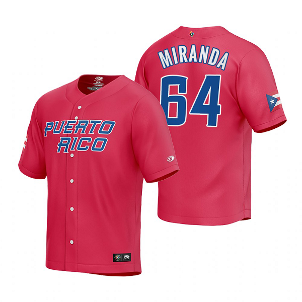 Puerto Rico Baseball Jose Miranda Red 2023 World Baseball Classic Jersey