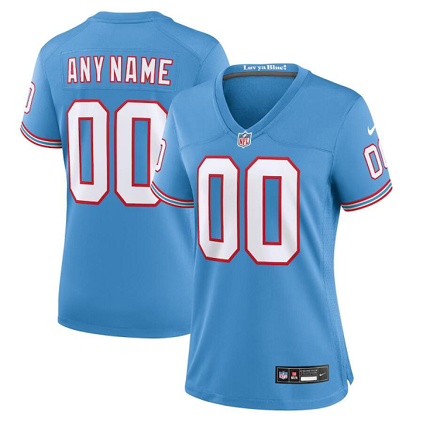 Women's Tennessee Titans #00 Nike Light Blue Oilers Throwback Custom Limited NFL Jersey