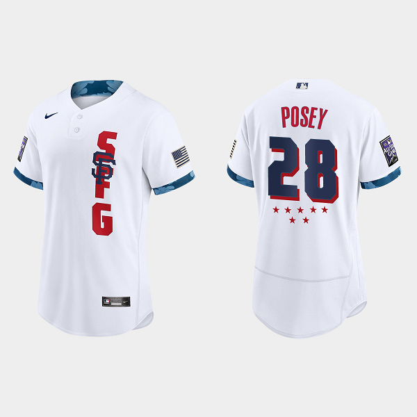 Men's San Francisco Giants #28 Buster Posey White 2021 MLB All-Star Game Jersey