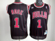 Men's Chicago Bulls #1 Derrick Rose Black With Red Strip Throwback Stitched NBA Jersey