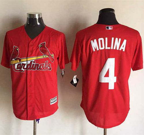 Women's St. Louis Cardinals #4 Yadier Molina Red New Cool Base Stitched MLB Jersey