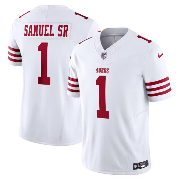 Men's #1 Deebo Samuel Sr San Francisco 49ers Nike Vapor F.U.S.E. Limited White Jersey