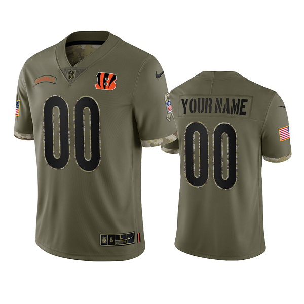 Cincinnati Bengals Custom Olive 2022 Salute To Service Limited Jersey #00