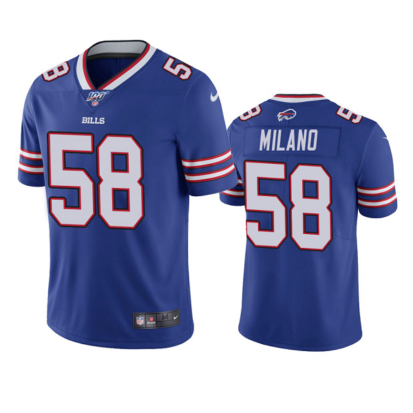 Buffalo Bills #58 Matt Milano Royal 100th Season Vapor Limited Jersey