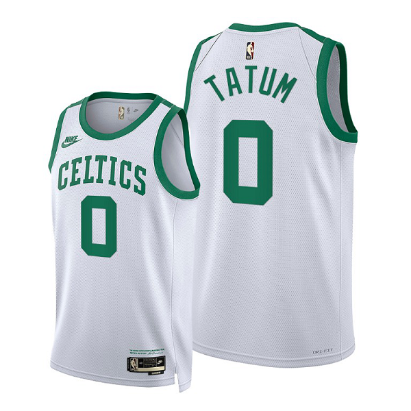 Men's Boston Celtics #0 Jayson Tatum 2021-22 75th Anniversary City White Classic Edition NBA Jersey