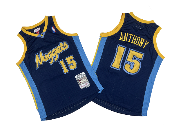 Men's Nike Denver Nuggets #15 Carmelo Anthony 2006-07 Deep Blue Mitchell and Ness NBA Jersey