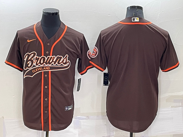 Men's Cleveland Browns Blank Brown Stitched Baseball Cool Base Jersey