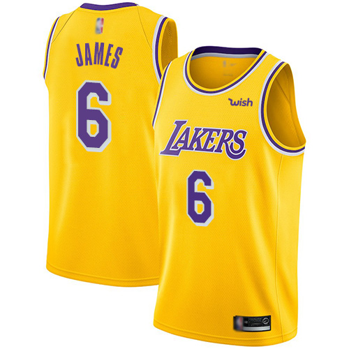 Los Angeles Lakers #6 LeBron James Gold Youth NBA Swingman Icon Edition Jersey