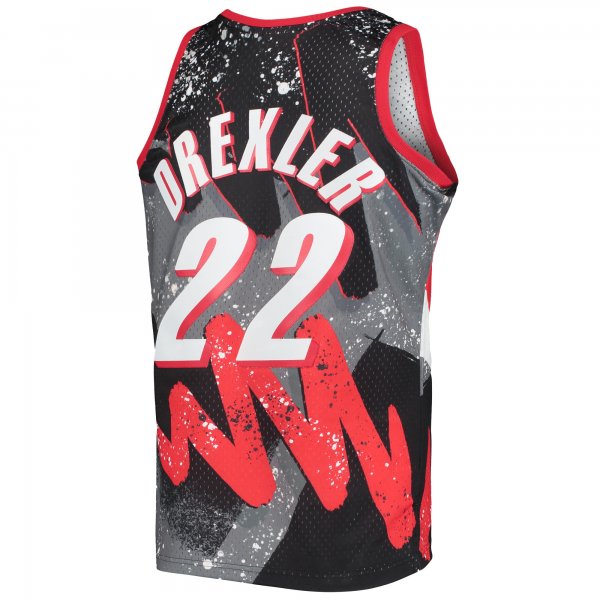 Men's Portland Trail Blazers Clyde Drexler Mitchell & Ness Black Hardwood Classics 1991/92 Hyper Hoops Swingman Jersey