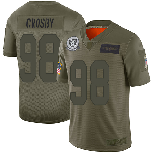 Las Vegas Raiders #98 Maxx Crosby Camo Women's Stitched NFL Limited 2019 Salute To Service Jersey