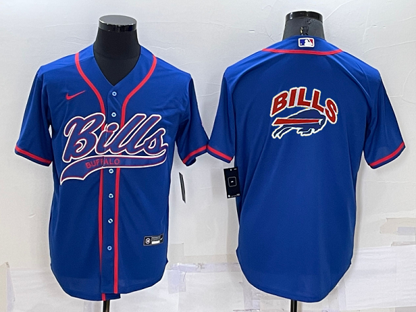 Men's Buffalo Bills Blank Royal Stitched Baseball Cool Base Jersey