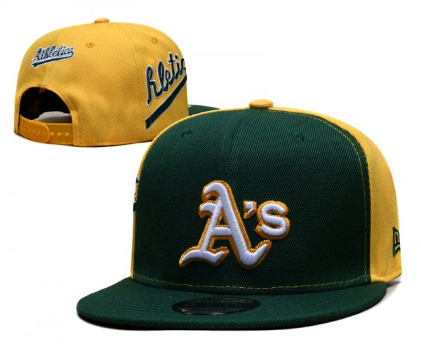 Oakland Athletics's green and yellow cap