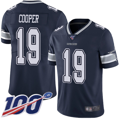 Dallas Cowboys #19 Amari Cooper Navy Blue Team Color Youth Stitched NFL 100th Season Vapor Limited Jersey