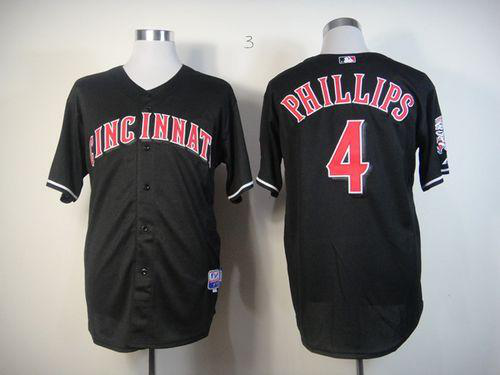 Cincinnati Reds #4 Brandon Phillips Black Stitched MLB Jersey