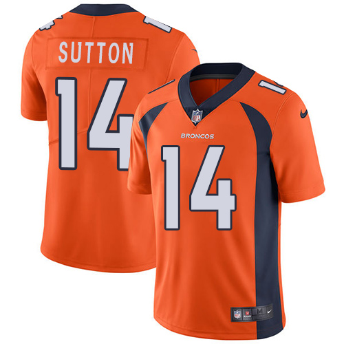 Men's Nike Denver Broncos #14 Courtland Sutton Orange Team Color Stitched NFL Vapor Untouchable Limited Jersey