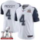 Nike Dallas Cowboys #4 Dak Prescott White Men's Stitched NFL Super Bowl LI 51 Limited Rush Jersey