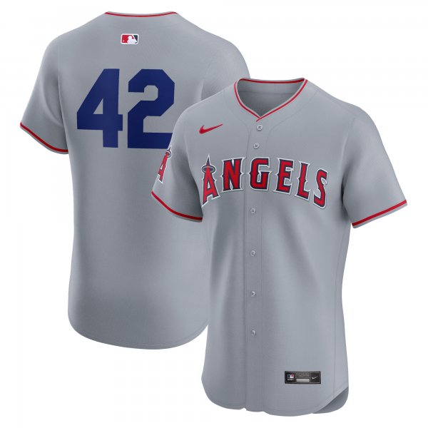 Men's Los Angeles Angels Nike Gray Road 2024 Jackie Robinson Day Elite Jersey