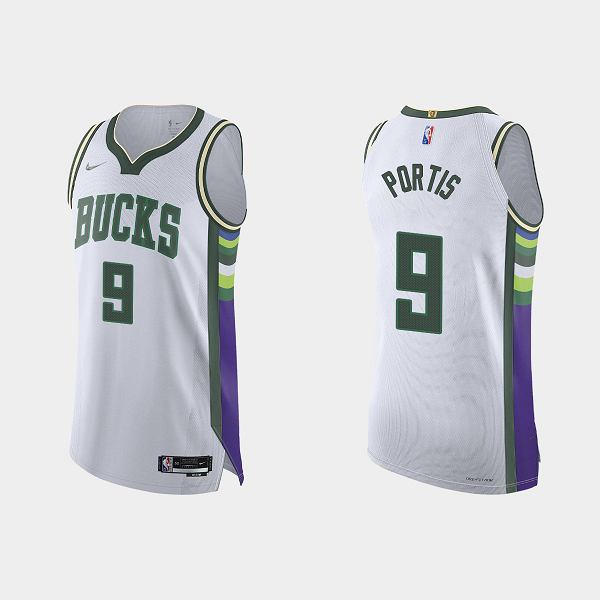 Men's Milwaukee Bucks #9 Bobby Portis 2021/22 75th Anniversary City White NBA Jersey