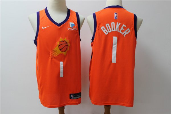 Men's Nike Phoenix Suns #1 Devin Booker Orange Statement Jersey