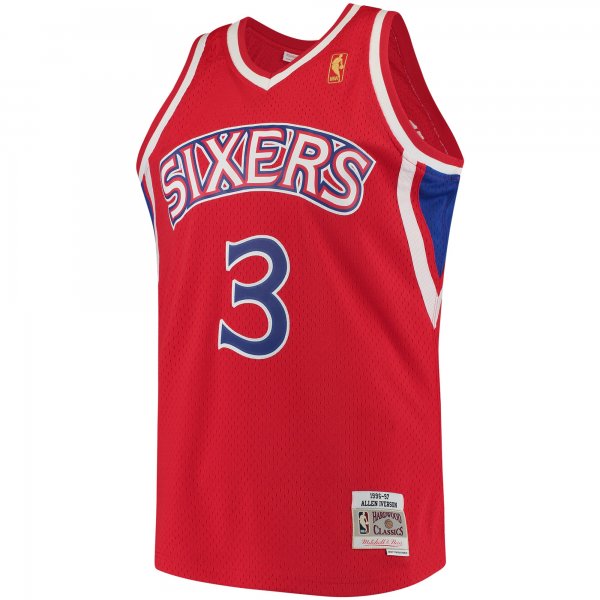 Men's Philadelphia 76ers Allen Iverson Mitchell & Ness Red 1996/97 Hardwood Classics Swingman Jersey