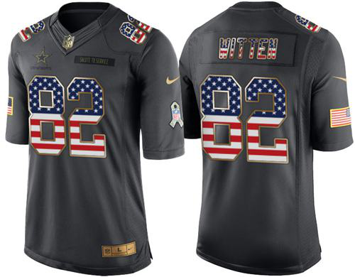 Men's Nike Dallas Cowboys #82 Jason Witten Black Stitched NFL Limited USA Flag Salute To Service Jersey