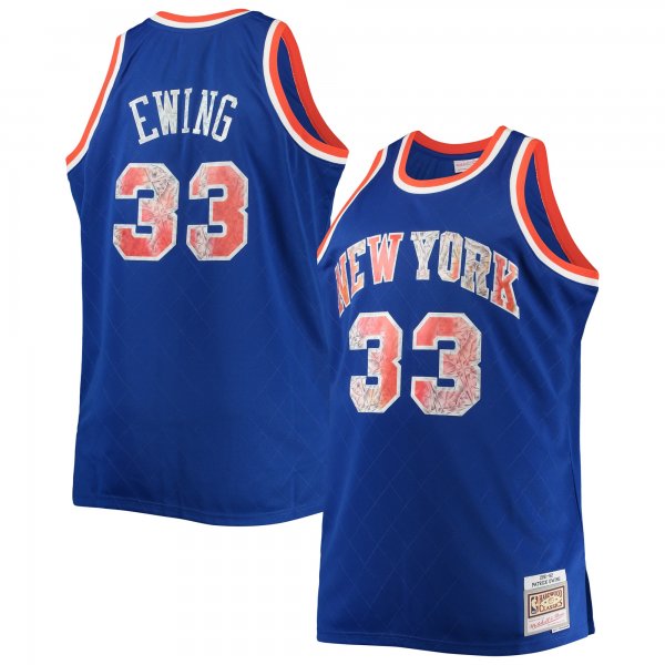 Men's New York Knicks Patrick Ewing Mitchell & Ness Blue Big & Tall 1991/92 NBA 75th Anniversary Diamond Swingman Jersey