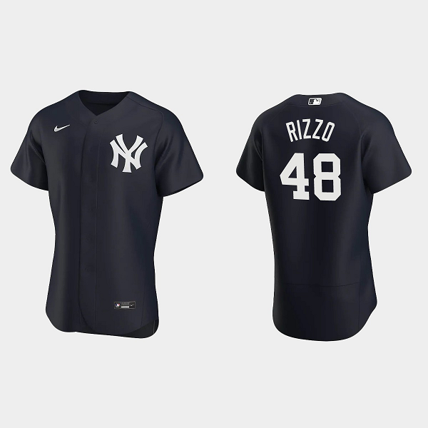 #48 Anthony Rizzo New York Yankees Flex Base Alternate Navy Men's Jersey