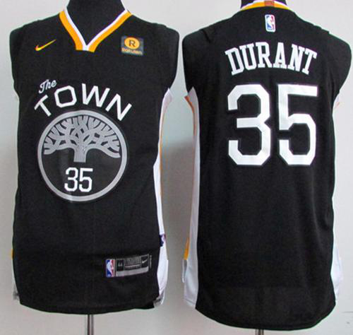 Men's Nike Golden State Warriors #35 Kevin Durant Black Stitched Swingman NBA Jersey