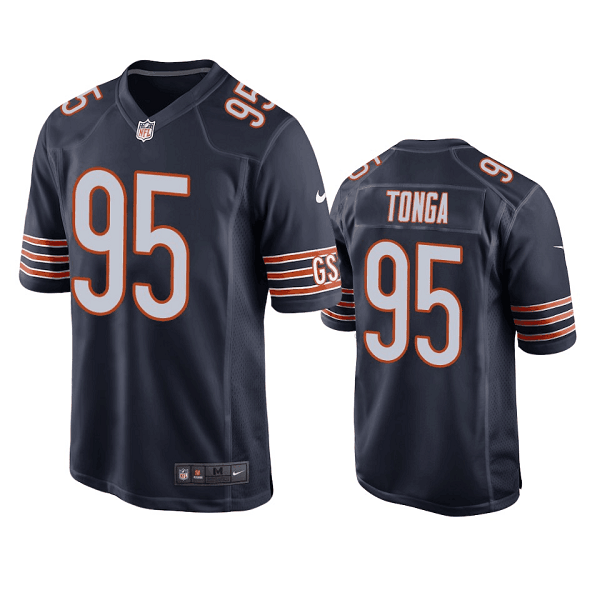 Men's Chicago Bears #95 Khyiris Tonga Navy Game NFL Jersey