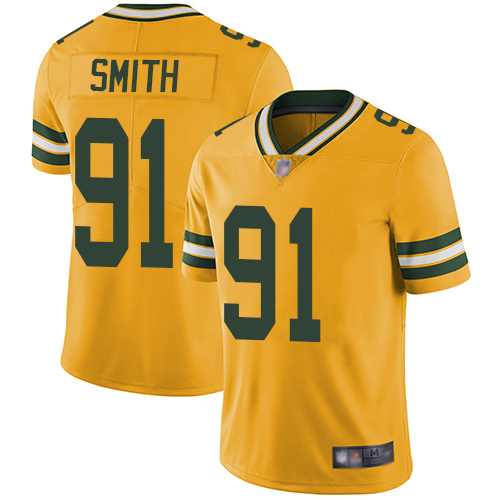 Green Bay Packers #91 Preston Smith Yellow Men's Stitched NFL Limited Rush Jersey