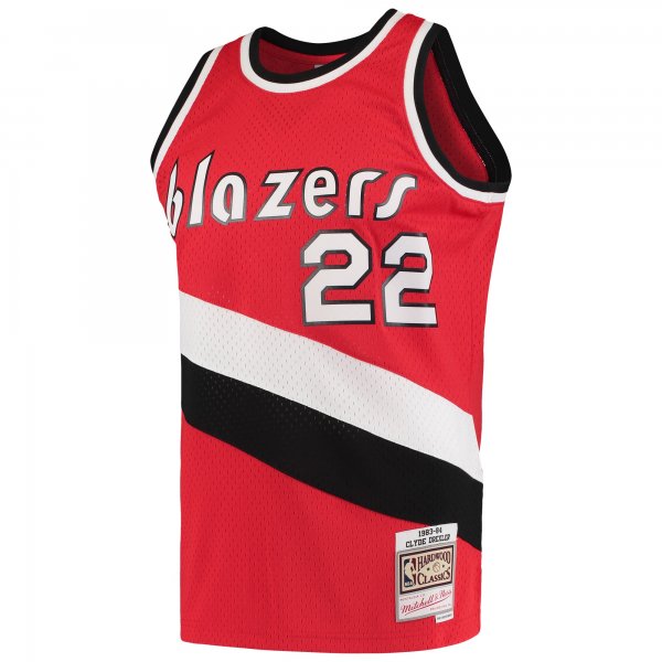 Men's Portland Trail Blazers Clyde Drexler Mitchell & Ness Red 1983/84 Hardwood Classics Swingman Jersey