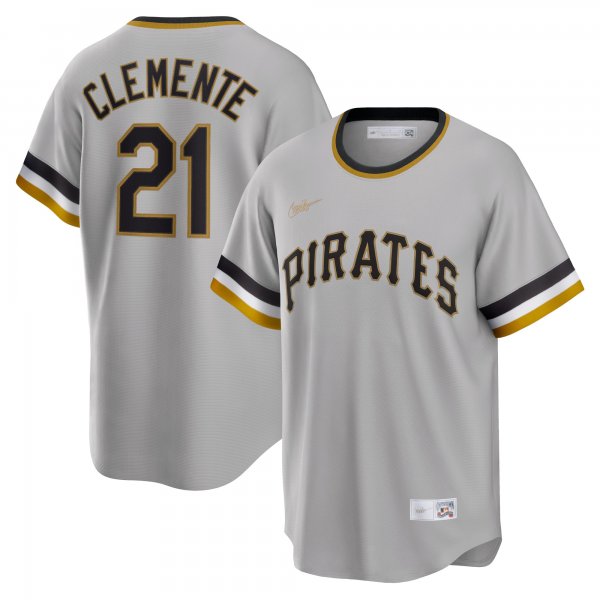 Men's Pittsburgh Pirates Roberto Clemente Nike Gray Road Cooperstown Collection Player Jersey