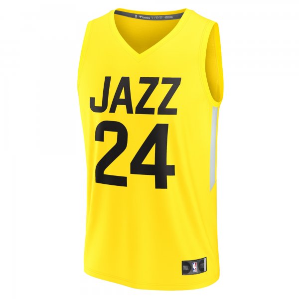 Youth Utah Jazz Walker Kessler Fanatics Yellow Fast Break Player Jersey - Icon Edition