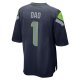 Men's Seattle Seahawks Number 1 Dad Nike College Navy Game Jersey