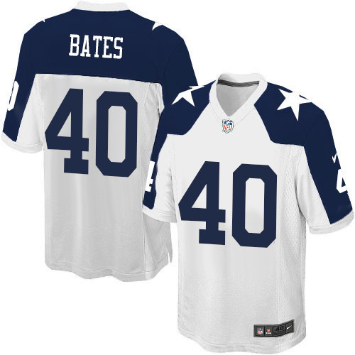 Dallas Cowboys #40 Bill Bates Men's Game White Alternate Throwback Jersey