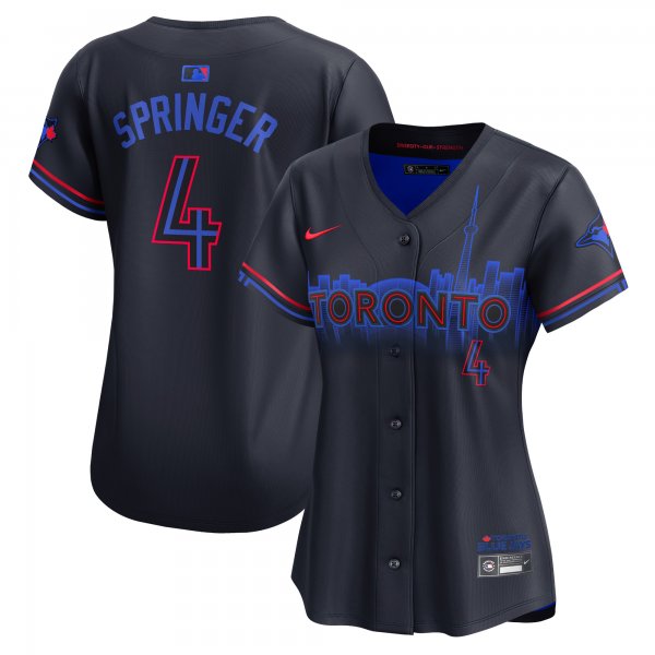 Women's Toronto Blue Jays #4 George Springer Nike Navy 2024 City Connect Cool Base Jersey