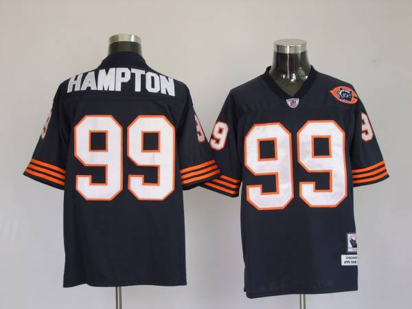 Mitchell And Ness Chicago Bears #99 Dan Hampton Blue With Big Number Bear Patch Stitched Throwback NFL Jersey