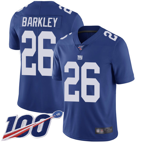 New York Giants #26 Saquon Barkley Royal Blue Team Color Men's Stitched NFL 100th Season Vapor Limited Jersey