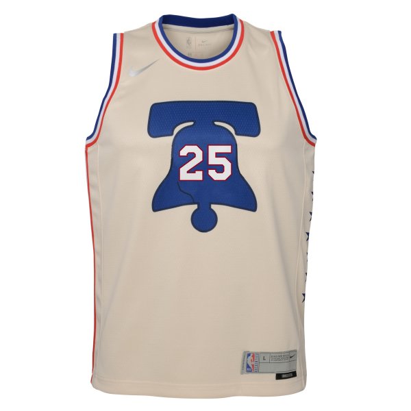 Youth Philadelphia 76ers Ben Simmons Nike Cream 2020/21 Swingman Player Jersey - Earned Edition