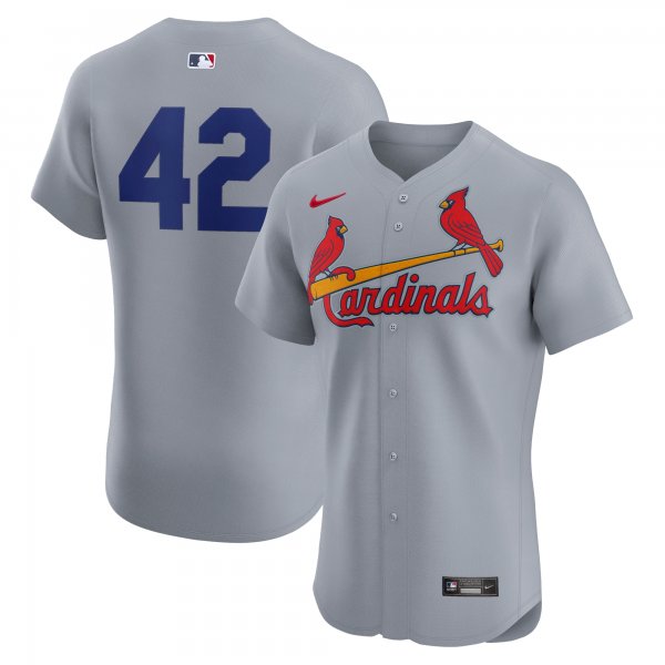 Men's St. Louis Cardinals Nike Gray Road 2024 Jackie Robinson Day Elite Jersey