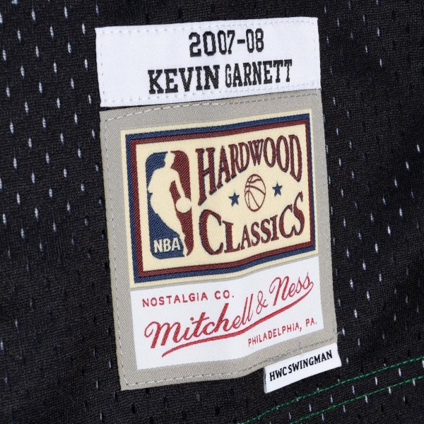 Men's Boston Celtics Kevin Garnett Mitchell & Ness Black/Kelly Green Hardwood Classics 2007/08 Split Swingman Jersey