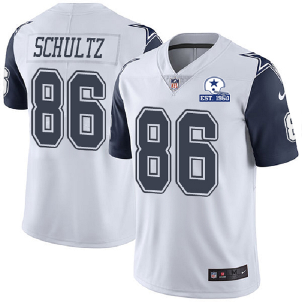 Nike Cowboys #86 Dalton Schultz White Men's Stitched With Established In 1960 Patch NFL Limited Rush Jersey