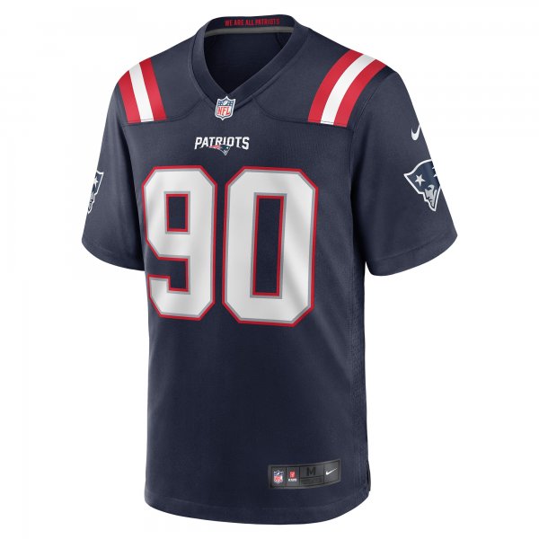 Men's New England Patriots Christian Barmore Nike Navy Player Game Jersey