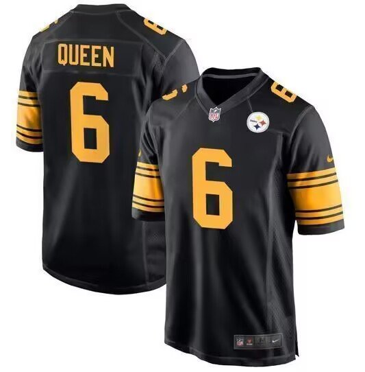 Youth Pittsburgh Steelers #6 Patrick Queen Nike Black Color Rush Limited Jersey